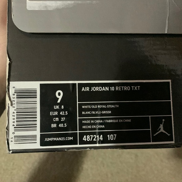 Air Jordan 10 Retro TXT- white/Old royal stealth size 9 - Picture 7 of 10